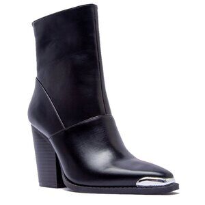 Qupid NEW Slay 73-B Black Vegan Leather Western Block Heel Boots Ankle Booties